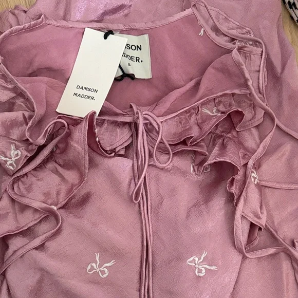 Damson madder Kiki Bow-Embroidered Satin Maxi Dress - Picture 4 of 4